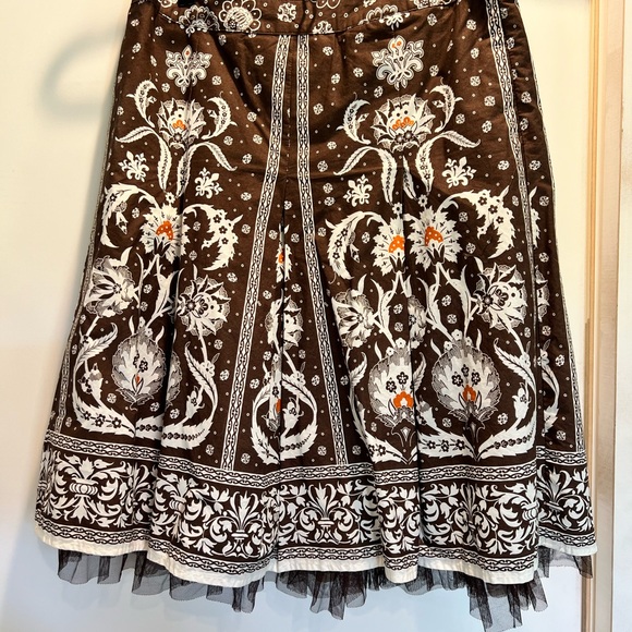 ESPRIT vintage 90s brown patterned skirt with petticoat! Like new. Sz 8 - Picture 2 of 7